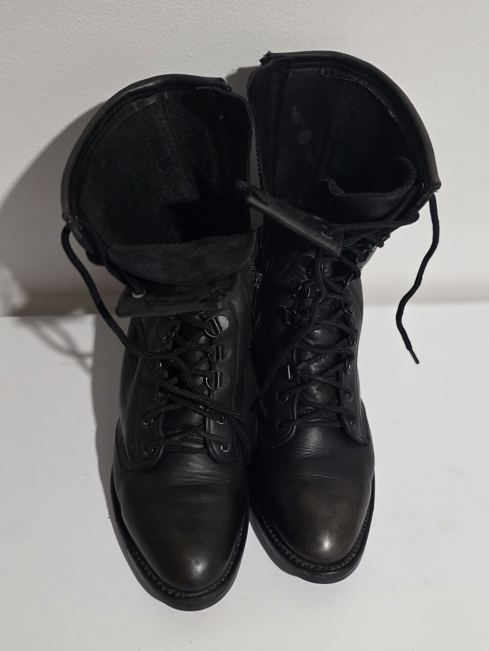 Harley-Davidson Womans Sz 10 Vtg 90s Y2K Distressed Leather Combat Riding Boots - Picture 9 of 11
